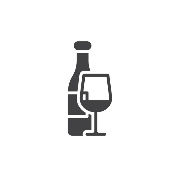 Botella Vino Vector Icono Copa Vino Signo Plano Lleno Pictograma — Archivo Imágenes Vectoriales