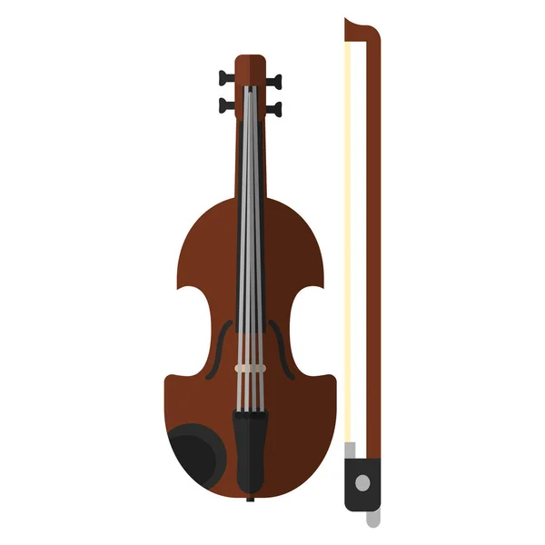 Strumento Musicale Violino Icona Piatta Segno Vettoriale Pittogramma Colorato Isolato — Vettoriale Stock