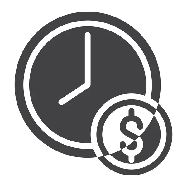 Zeit Ist Geld Icon Vektor Gefüllte Flache Zeichen Solides Piktogramm — Stockvektor
