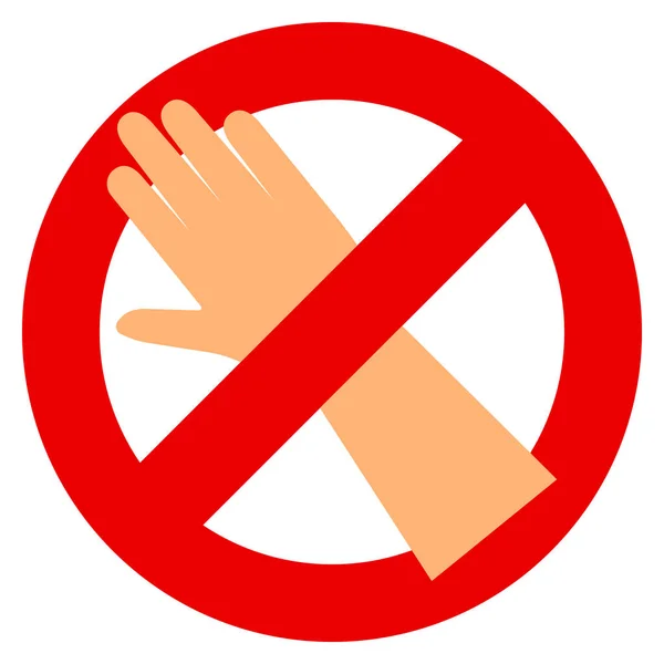 Nie Dotykać Rąk Znak Zakazu Ilustracji Wektorowych Projekt Płaski Kolorowa — Wektor stockowy