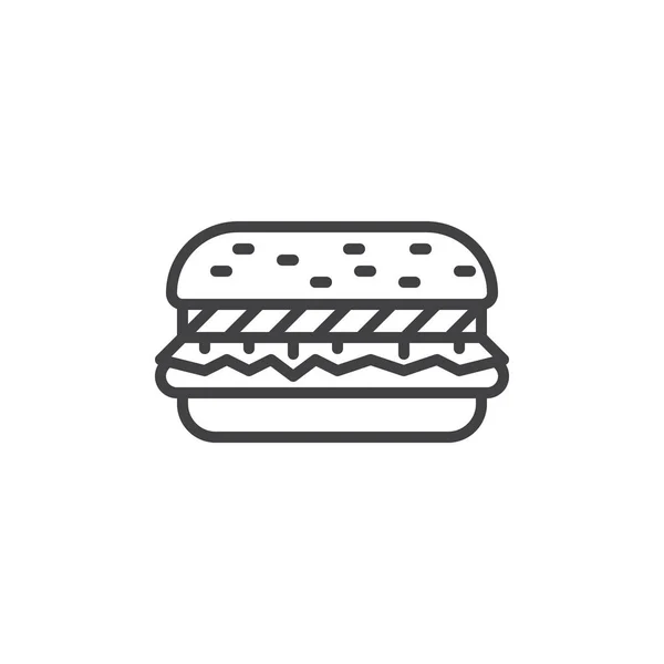 Hamburger Liniensymbol Umrissvektorzeichen Lineares Stilpiktogramm Auf Weiß Isoliert Beefburger Symbol — Stockvektor