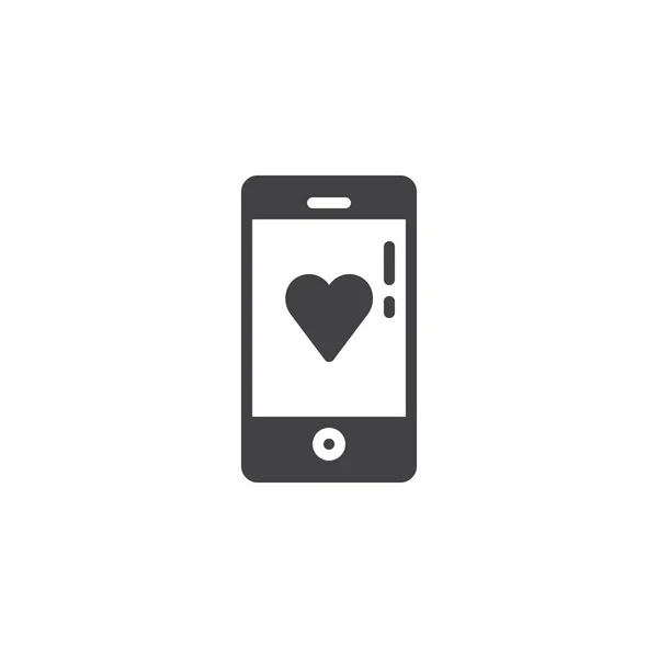 Smartphone Avec Vecteur Icône Cardiaque Panneau Plat Rempli Pictogramme Solide — Image vectorielle