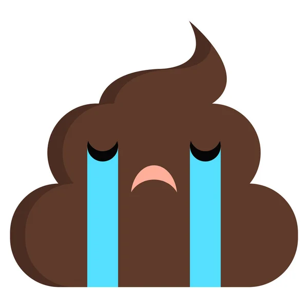 Lauthals Weinendes Gesicht Stinky Poop Shit Emoji Flaches Symbol Vektorzeichen — Stockvektor