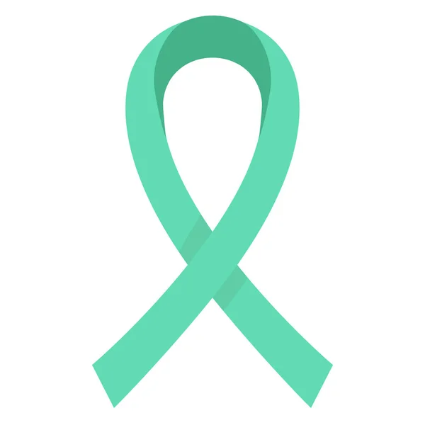 Ovarian Cancer Awareness Green Ribbon Icon Vector Illustration Flat Style — Stock Vector