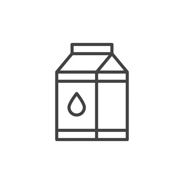 Süt Karton Kutu Satırı Simgesi Vektör Işareti Anahat Üzerinde Beyaz — Stok Vektör