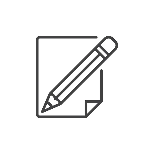 Ikon Pensil Dan Kertas Tanda Vektor Garis Luar Piktogram Gaya - Stok Vektor