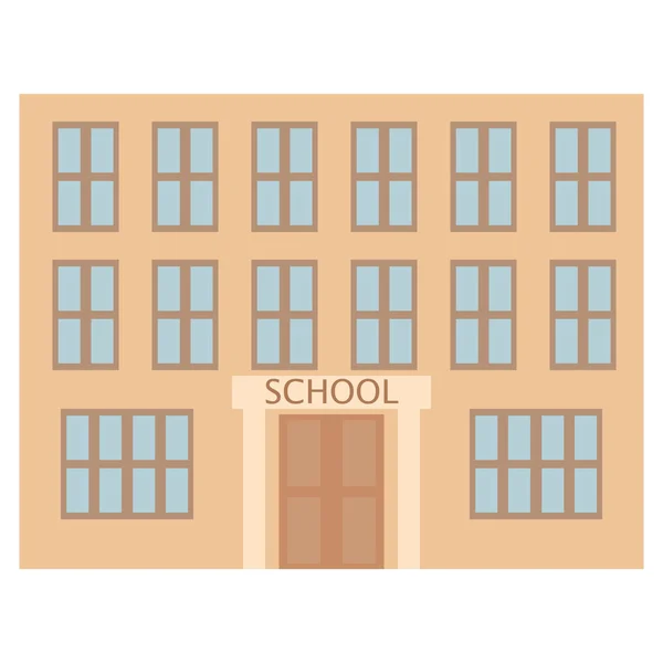 School Gebouw Pictogram Vector Illustratie Vlakke Stijl Ontwerp Geïsoleerd Wit — Stockvector