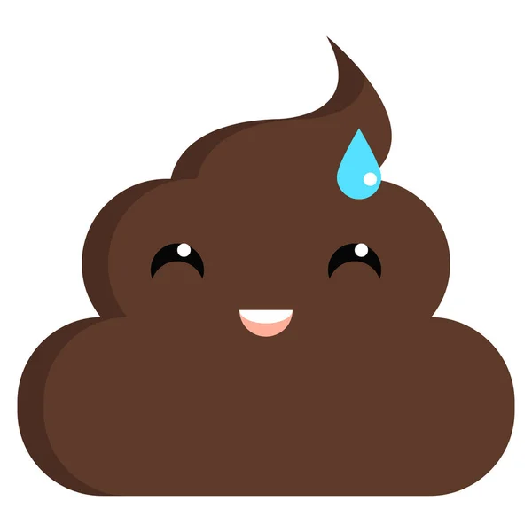 Smiling Face Open Mouth Cold Sweat Stinky Poop Shit Emoji — Stock Vector