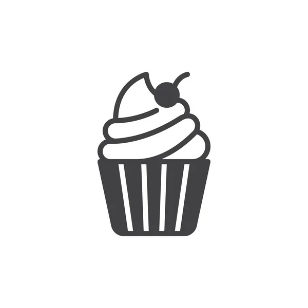 Cupcake Mit Kirsche Der Spitze Symbol Vektor Gefüllte Flache Zeichen — Stockvektor