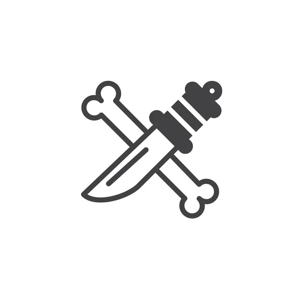 Cuchillo Con Vector Icono Hueso Signo Plano Lleno Pictograma Sólido — Archivo Imágenes Vectoriales