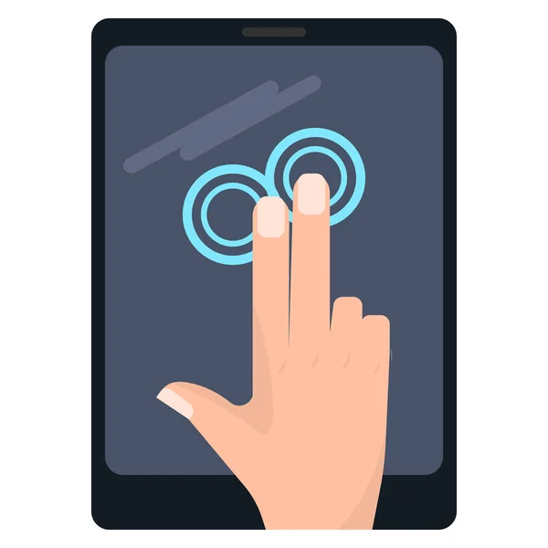 Doppeltipp Mit Zwei Fingern Touchscreen Handgesten Auf Tablet Vektor Illustration — Stockvektor