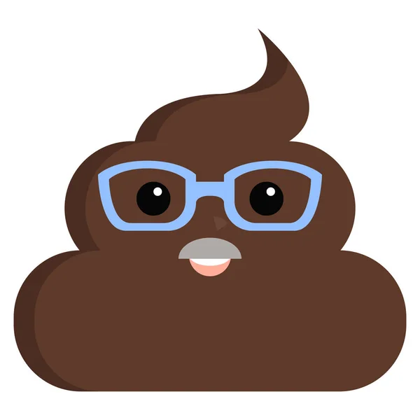 Old Man Stinky Poop Shit Emoji Flat Icon Vector Sign — Stock Vector