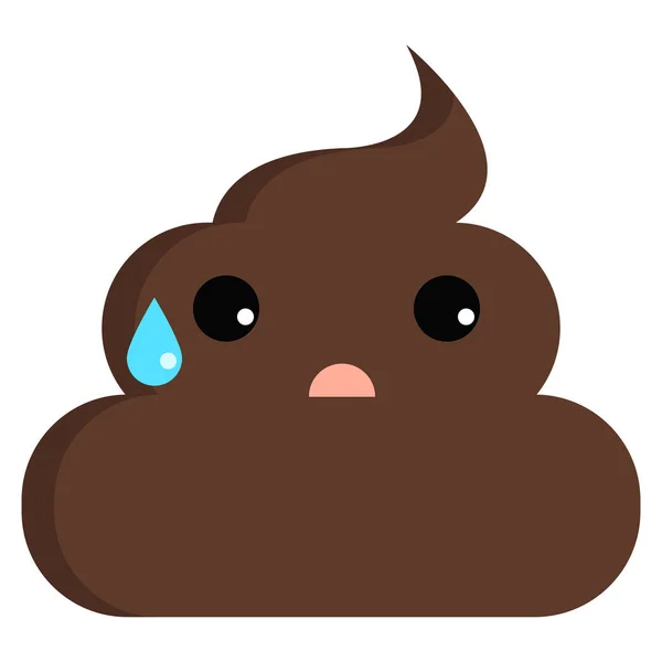 Enttäuschtes Aber Erleichtertes Gesicht Stinky Poop Shit Emoji Flaches Symbol — Stockvektor