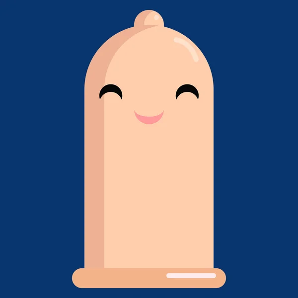 Wajah Tersenyum Dengan Senyuman Mata Emoji Vektor Kondom Ilustrasi Desain - Stok Vektor
