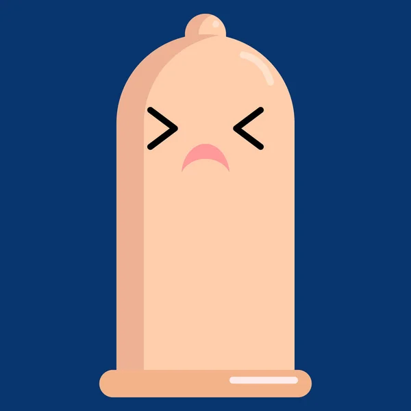 Lelah Wajah Kondom Emoji Vektor Ilustrasi Desain Gaya Datar Grafis - Stok Vektor