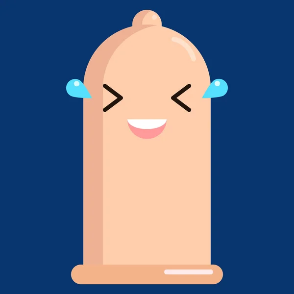 Rolling Lantai Tertawa Kondom Emoji Vektor Ilustrasi Desain Gaya Datar - Stok Vektor