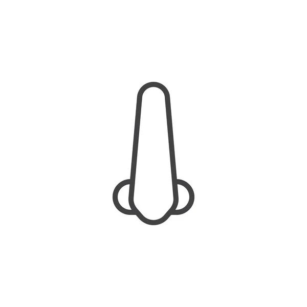 Nasenlinien Symbol Umrissvektorzeichen Lineares Stilpiktogramm Auf Weiß Isoliert Symbol Logoabbildung — Stockvektor