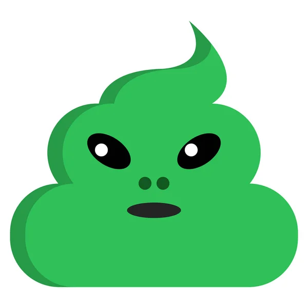 Alien Gezicht Stinkende Kak Shit Emoji Platte Pictogram Vector Ondertekenen — Stockvector