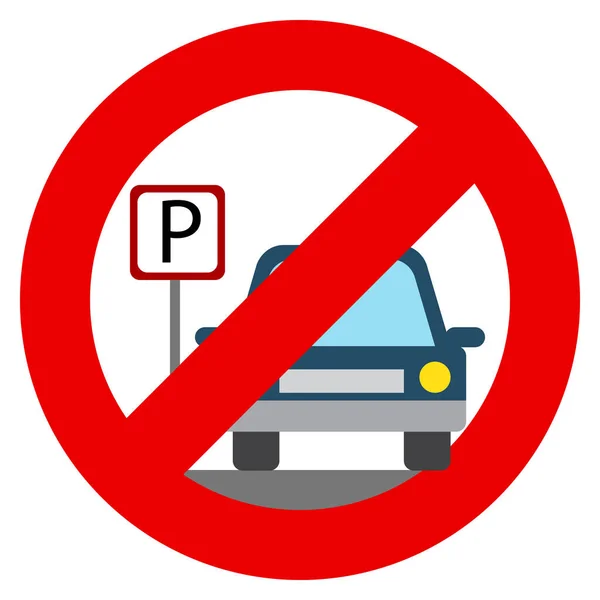 Parking Prohibition Sign Vector Illustration Flat Style Design Colorful Graphics — Stock Vector