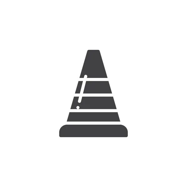 交通锥图标向量 填装的平面标志 在白色查出的固体象形图 徽标插图 — 图库矢量图片