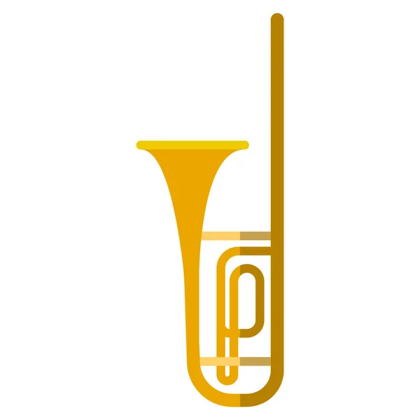 トロンボーン楽器フラット アイコン ベクトル記号 カラフルなピクトグラムを白で隔離 シンボル ロゴの図 フラット スタイルのデザイン — ストックベクタ
