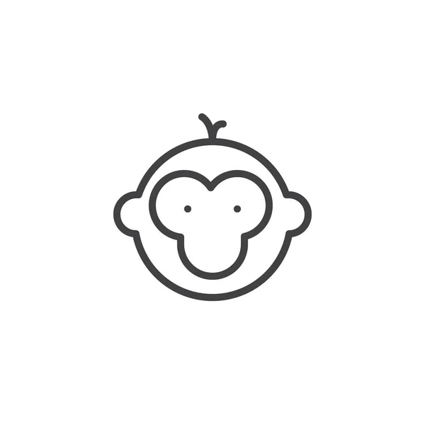 Yıl Maymun Çizgi Simgesinin Anahat Vektör Işareti Üzerinde Beyaz Izole — Stok Vektör