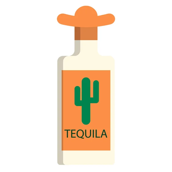 Tequila Botella Bebida Alcohólica Icono Plano Signo Vectorial Pictograma Colorido — Archivo Imágenes Vectoriales