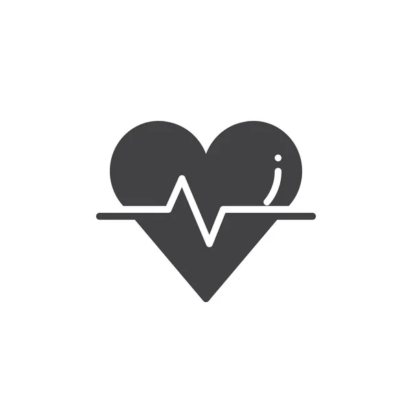 心电图与心脏和脉搏痕迹图标向量 填充扁平的符号 在白色查出的固体象形图 慈善标志 标志例证 — 图库矢量图片