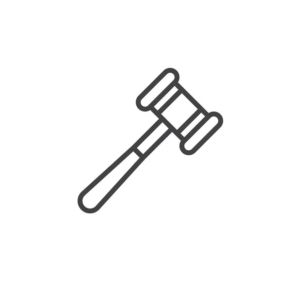 Auktionshammer Liniensymbol Umrissvektorzeichen Lineares Stilpiktogramm Auf Weiß Isoliert Gabelsymbol Logoabbildung — Stockvektor