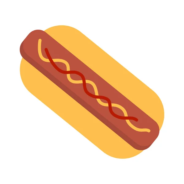 Hot Dog Mustard Ketchup Flat Icon Vector Sign Colorful Pictogram — стоковый вектор