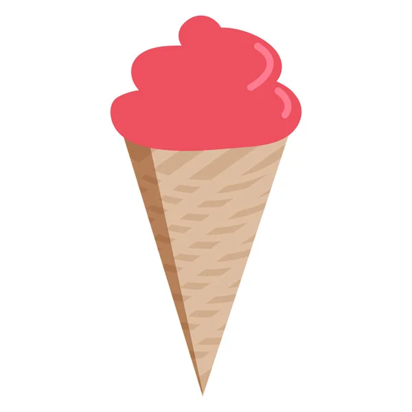 Вафельное Мороженое Икона Векторная Иллюстрация Плоский Стиль Дизайн Изолирован Белом — стоковый вектор