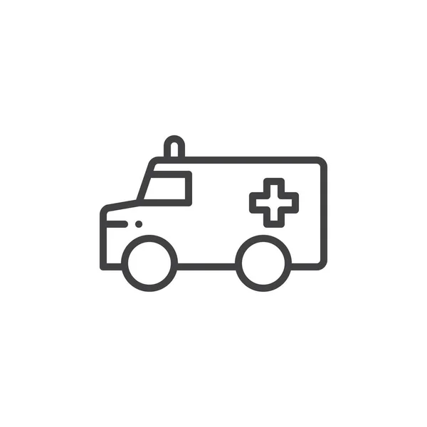 Ambulans Kamyon Satırı Simgesi Anahat Vektör Işareti Üzerinde Beyaz Izole — Stok Vektör