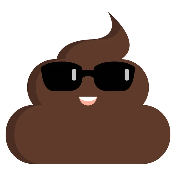 Smiling Face Sunglasses Stinky Poop Shit Emoji Flat Icon Vector —  Vetores de Stock