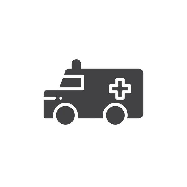 Ambulans Kamyon Simge Vektör Düz Işareti Üzerinde Beyaz Izole Katı — Stok Vektör