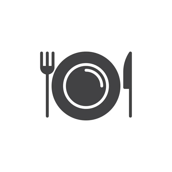 Dish Fork Knife Icon Vector Filled Flat Sign Solid Pictogram — Stock Vector
