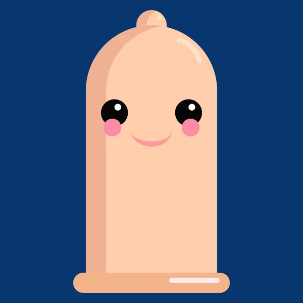 Cara Ligeramente Sonriente Condón Emoji Vector Ilustración Diseño Estilo Plano — Archivo Imágenes Vectoriales