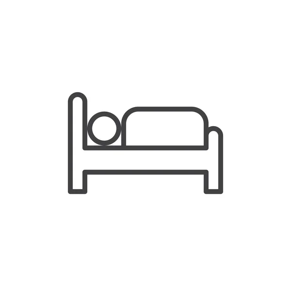 Icono Línea Cama Del Hotel Signo Vector Contorno Pictograma Estilo — Vector de stock