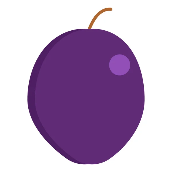 Pflaume Frische Saftige Frucht Symbol Vektor Illustration Flachen Stil Design — Stockvektor