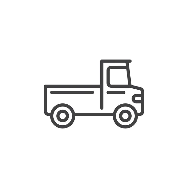 ピックアップ トラック輸送ライン アイコン アウトライン ベクトル記号 直線的なスタイルのピクトグラムが白で隔離 シンボル ロゴの図 編集可能なストローク — ストックベクタ