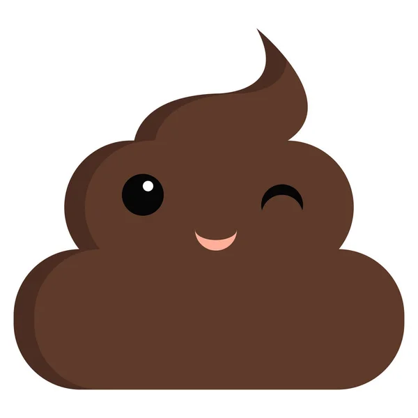 Winking Face Stinky Poop Shit Emoji Flat Icon Vector Sign — Stock Vector