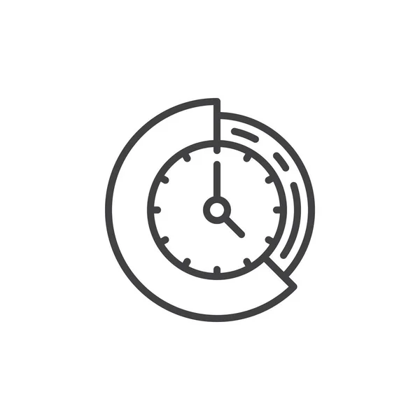 Uhr Und Tortendiagramm Liniensymbol Umrissvektorzeichen Lineares Stilpiktogramm Auf Weiß Isoliert — Stockvektor