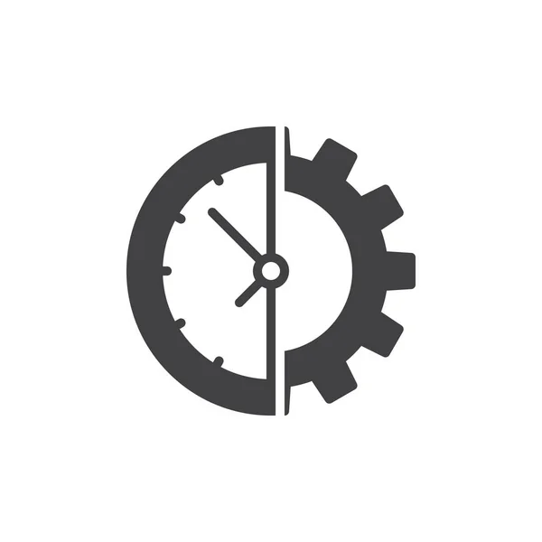 時計をギアのアイコン ベクトル 塗りつぶされたフラット記号白地分離固体のピクトグラム シンボル ロゴの図 ピクセル完璧なベクトル グラフィック — ストックベクタ