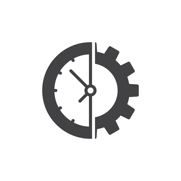 Reloj Engranaje Vector Icono Lleno Signo Plano Pictograma Sólido Aislado — Vector de stock