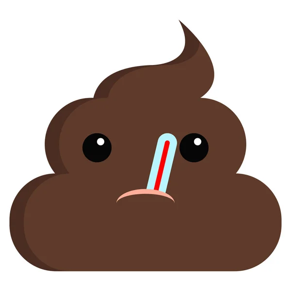 Face Thermometer Stinky Poop Shit Emoji Flat Icon Vector Sign — Stock Vector
