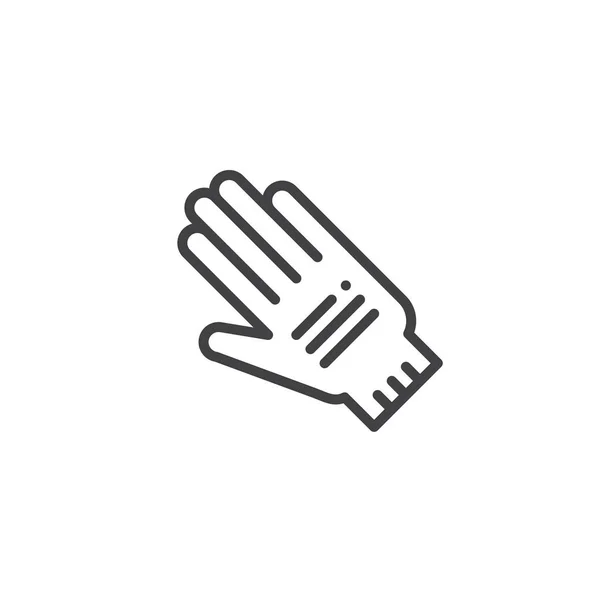 Skyddande Handskar Ikon Disposition Vector Tecken Linjär Stil Piktogram Isolerade — Stock vektor