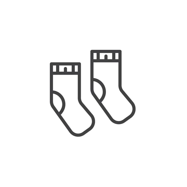 Дитячі Шкарпетки Значок Лінії Контурний Векторний Знак Піктограма Лінійного Стилю — стоковий вектор