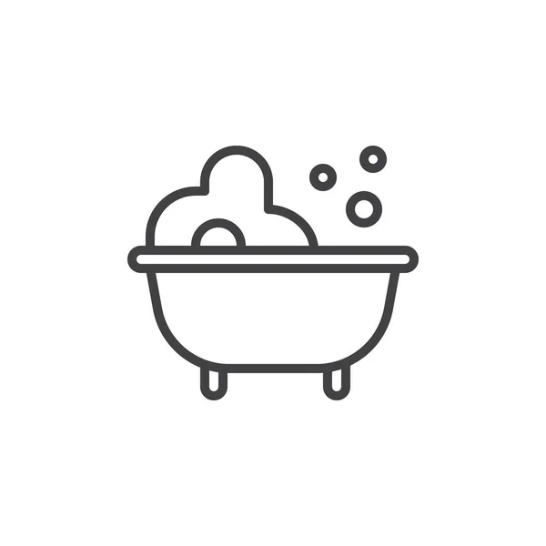 赤ちゃんのお風呂行アイコン ベクトル記号の概要線形スタイル ピクトグラム白で隔離 シンボル ロゴの図 編集可能なストローク — ストックベクタ