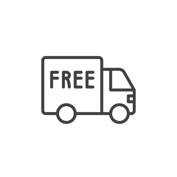 Free Shipping Truck Line Icon Outline Vector Sign Linear Style — Stock Vector