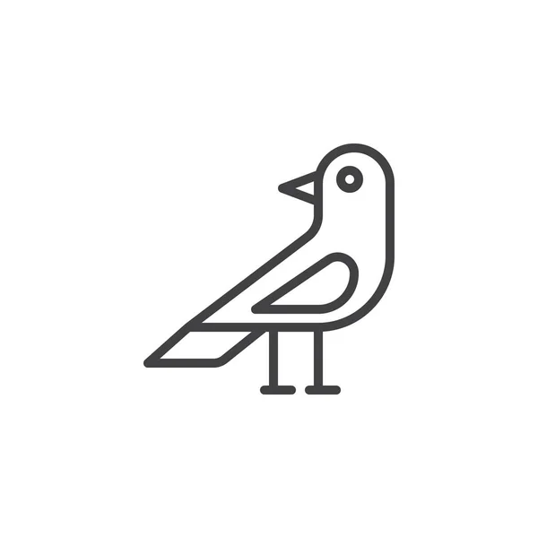 Icône Ligne Oiseau Corbeau Signe Vectoriel Contour Pictogramme Style Linéaire — Image vectorielle