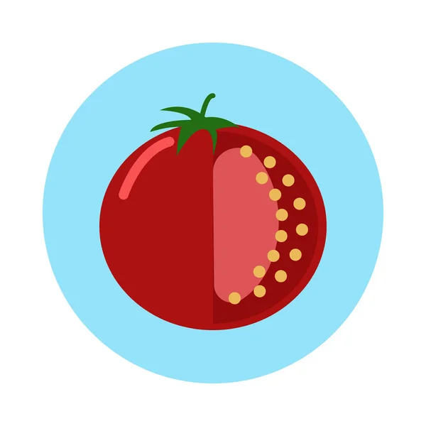 Icono Plano Tomate Fresco Botón Redondo Colorido Signo Vectorial Circular — Archivo Imágenes Vectoriales